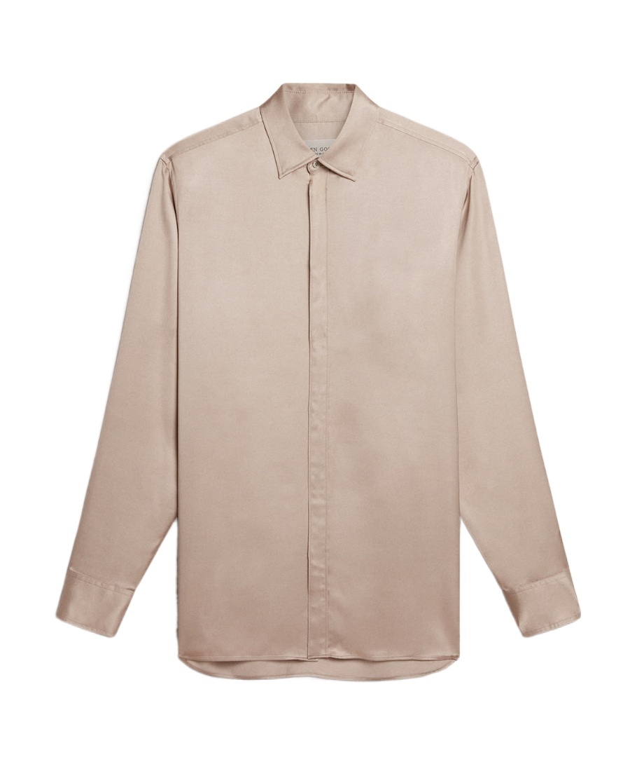 Golden Goose Batilda Boyfriend Satin-finish Shirt In Nude