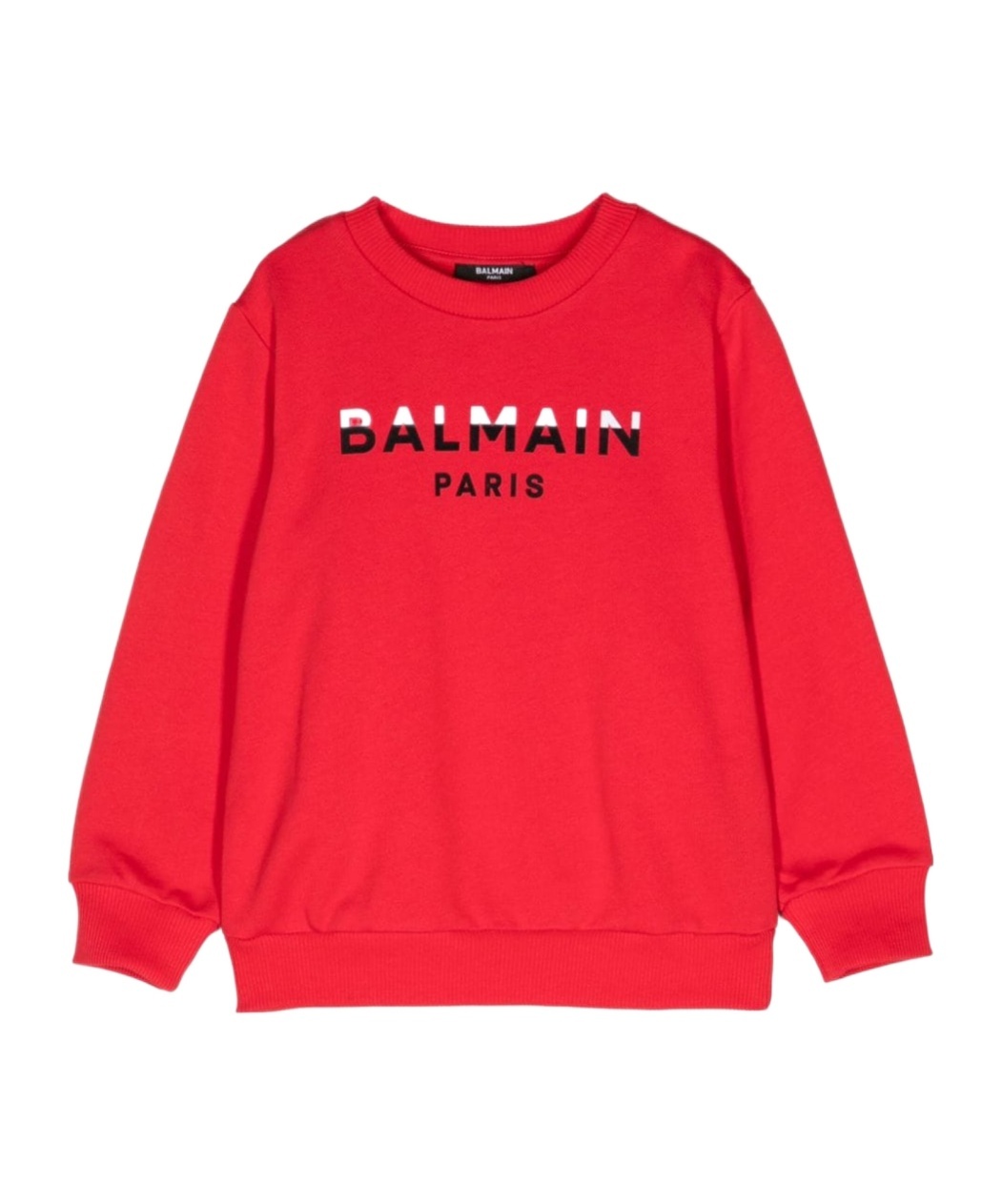 Balmain Logo-print Cotton Sweatshirt In Red