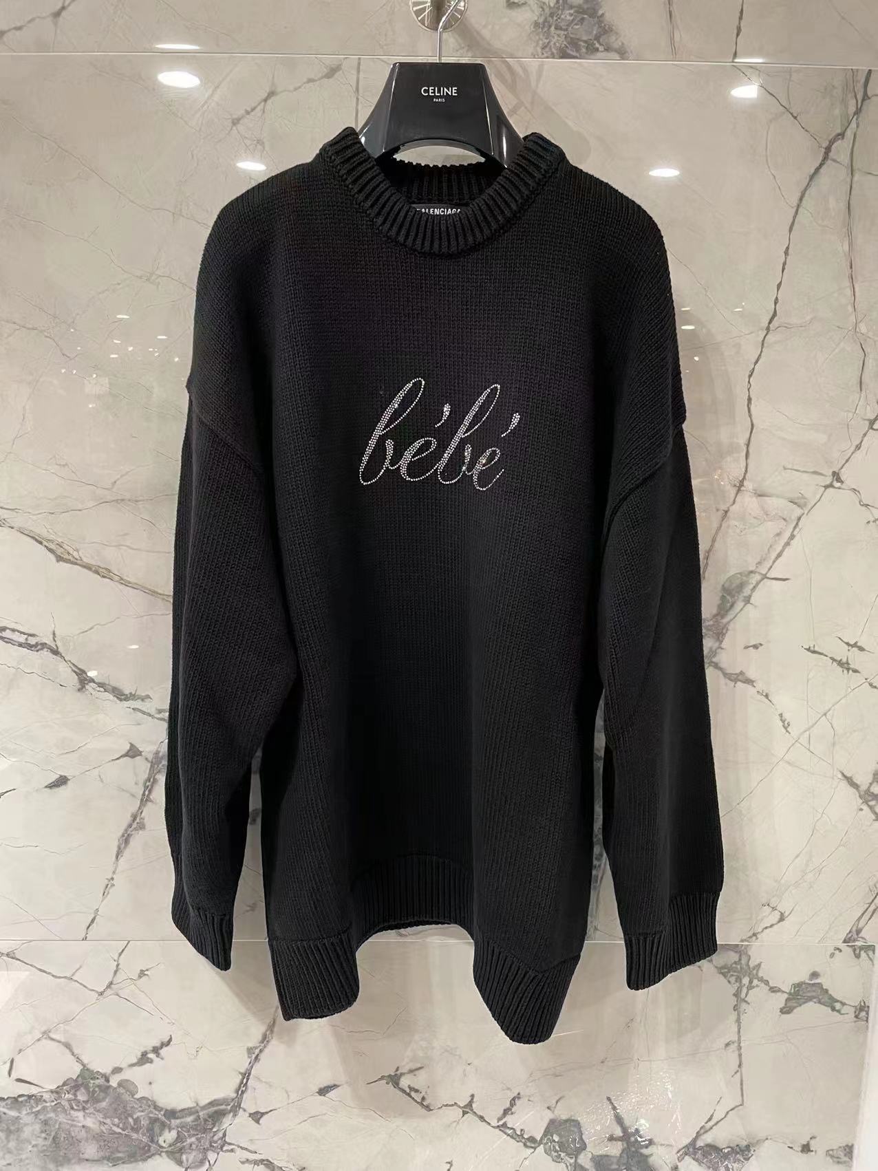 Balenciaga Logo Detail Sweater In Black