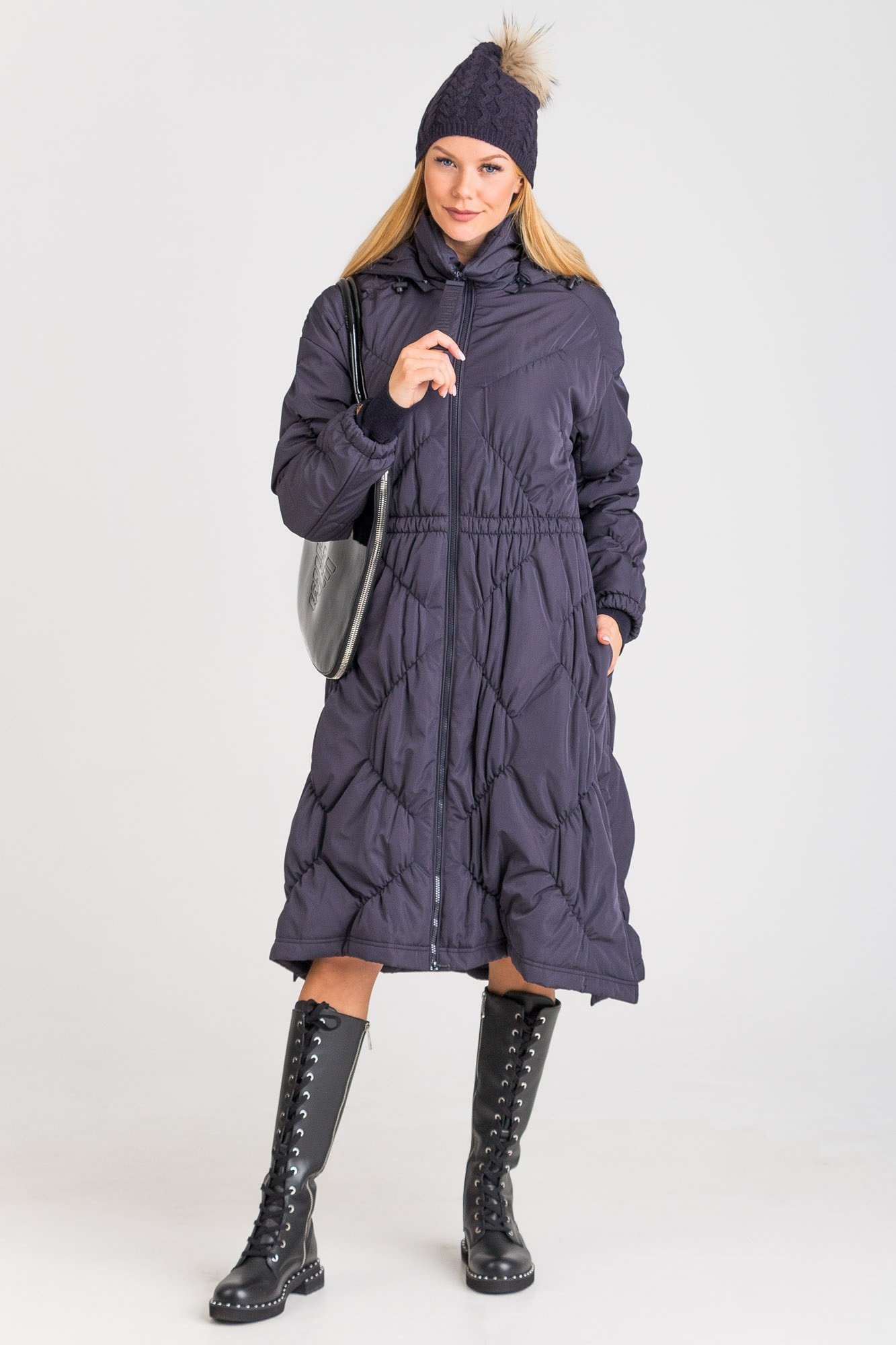 Emporio Armani Quilted Coat In Black