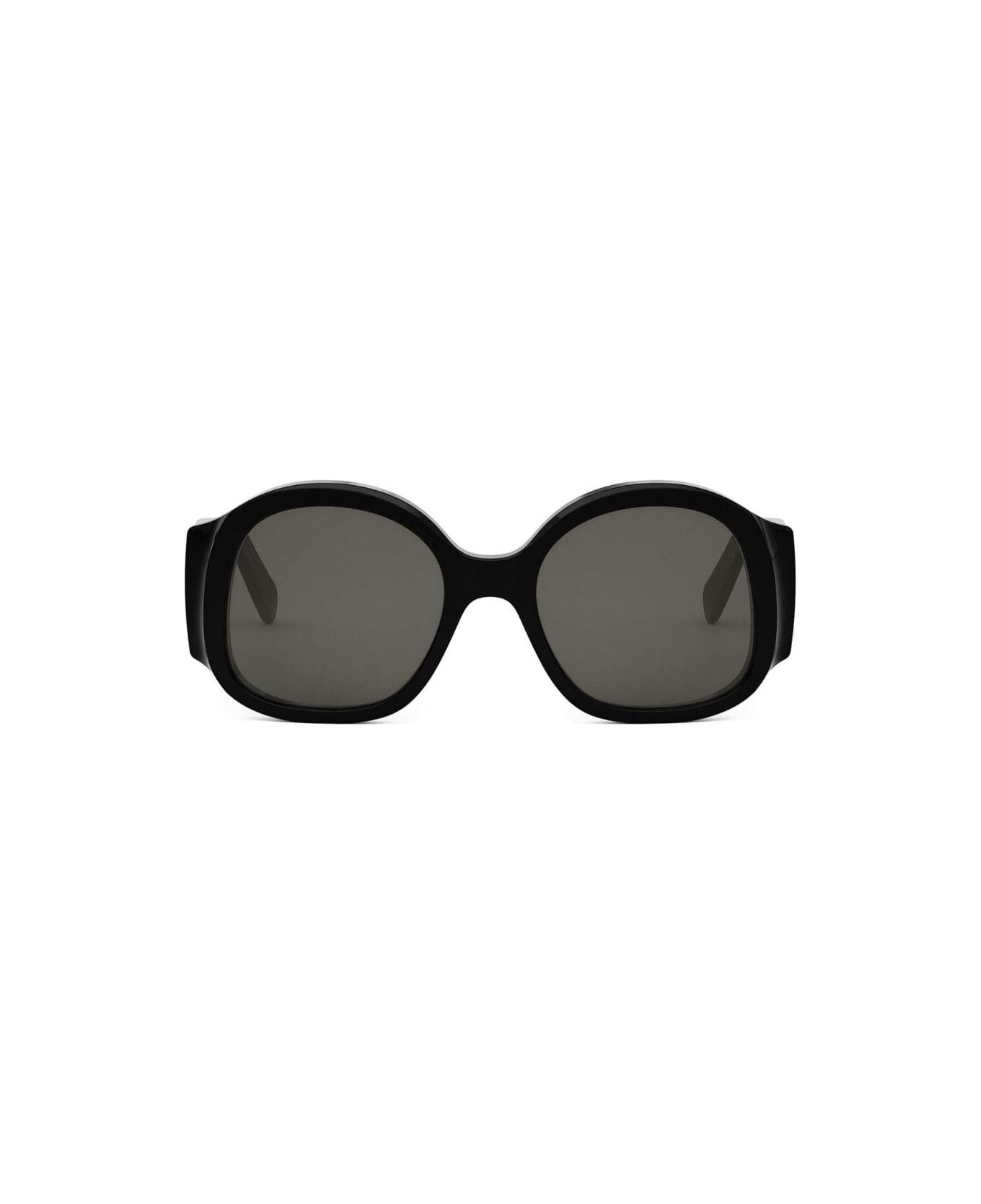 Celine Maxi Triomphe 54mm Round Sunglasses In Black