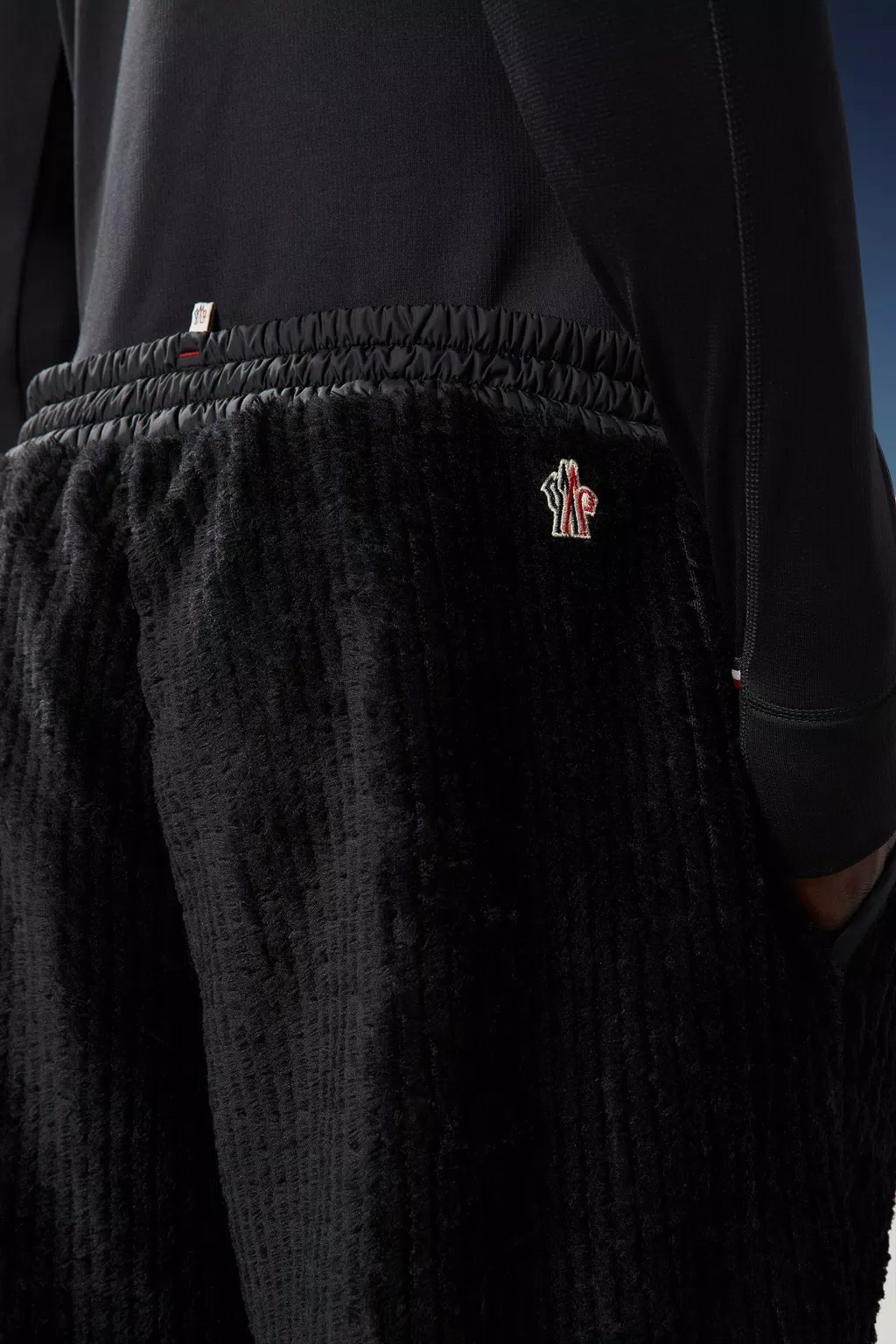 Moncler Straight-leg Velvet Track Pants In Black