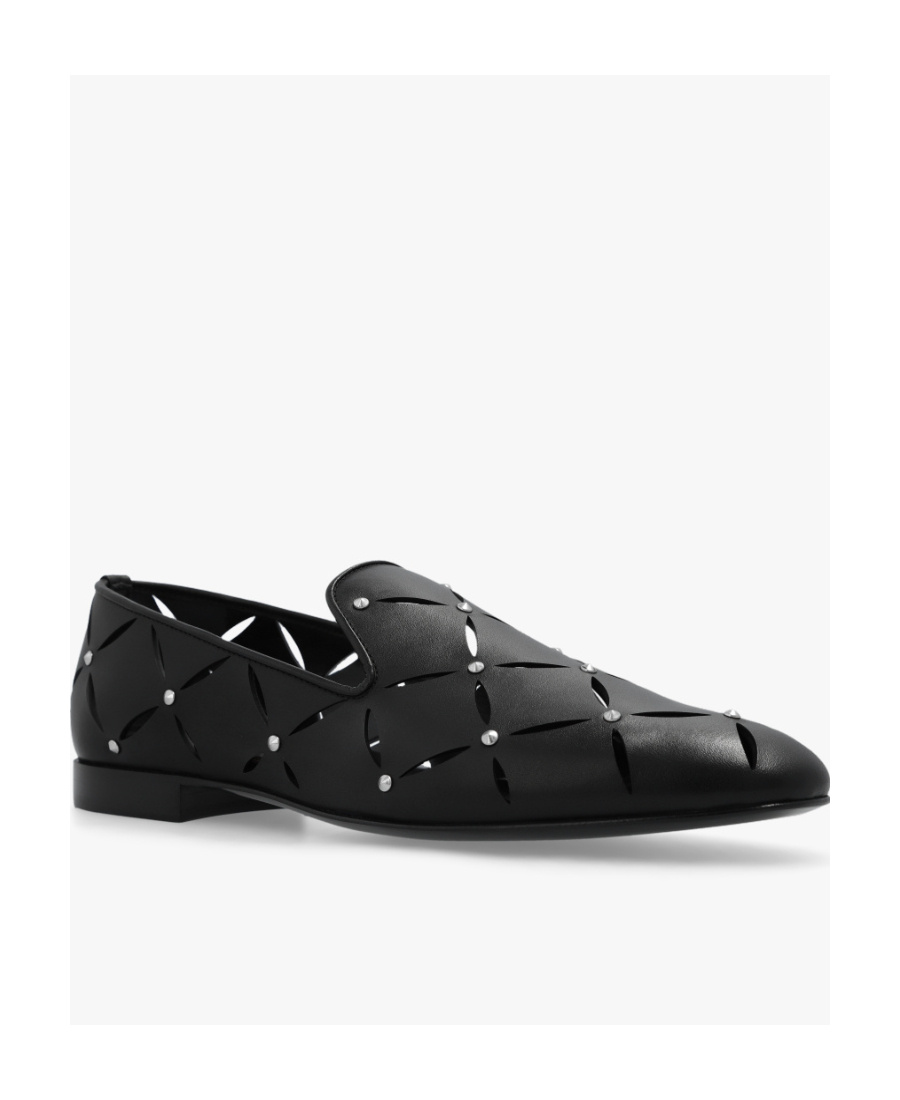 Versace Black Perforated Slippers In Black