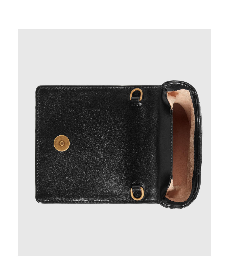 Shop Gucci Marmont Quilted Mini Bag In Black