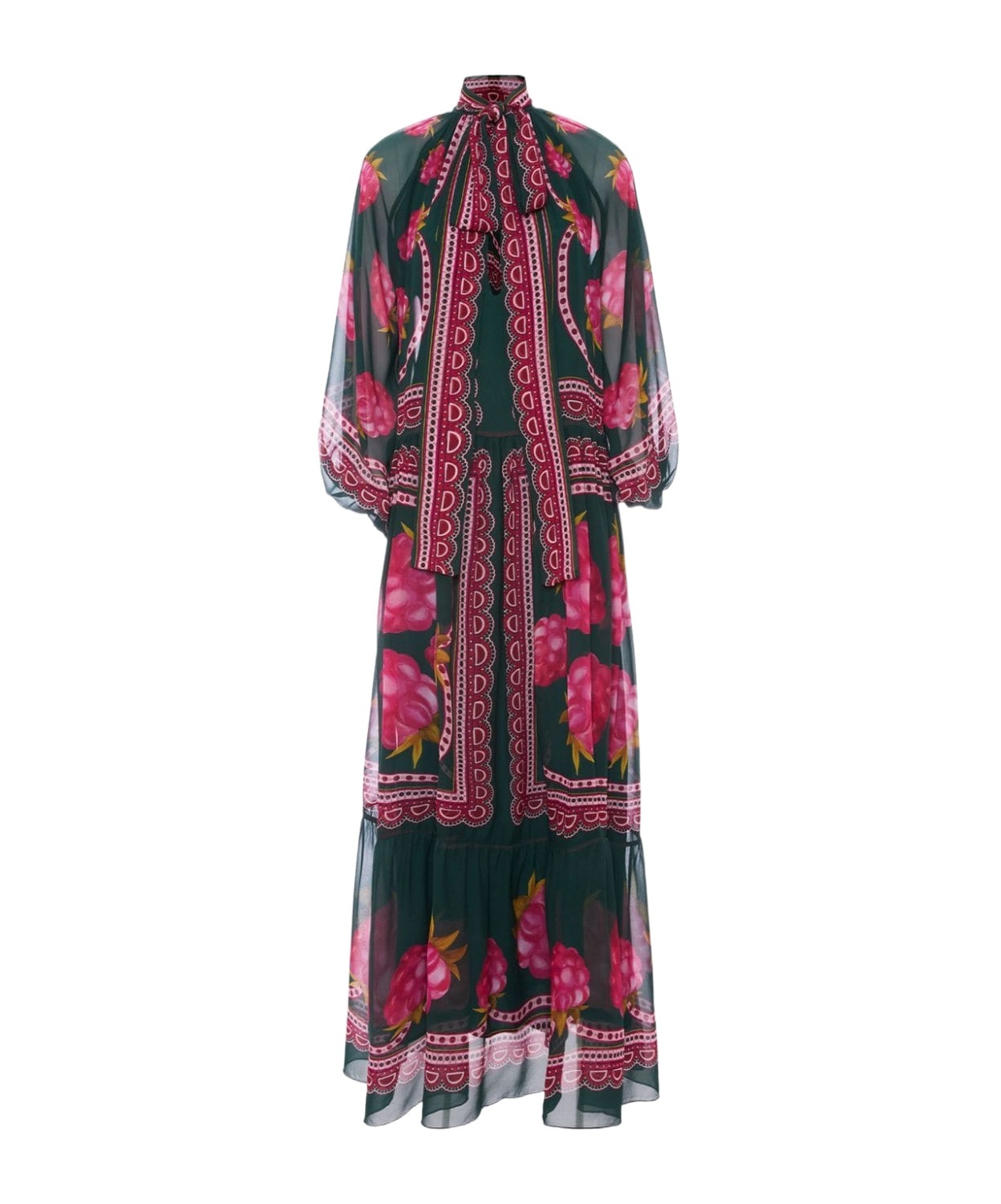 La Doublej Athena Printed Silk Chiffon Maxi Dress In Multicolor