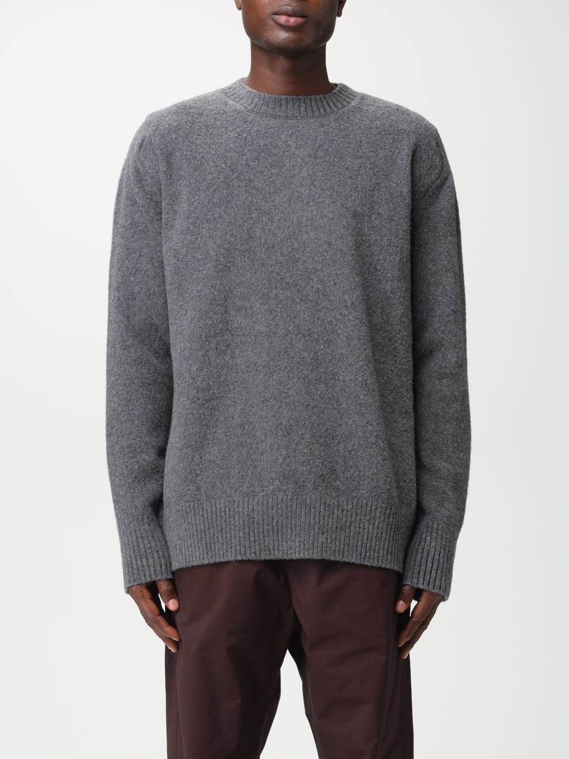 Oamc Relaxed Fit Wool Sweater With Ribbed Detailing In Black