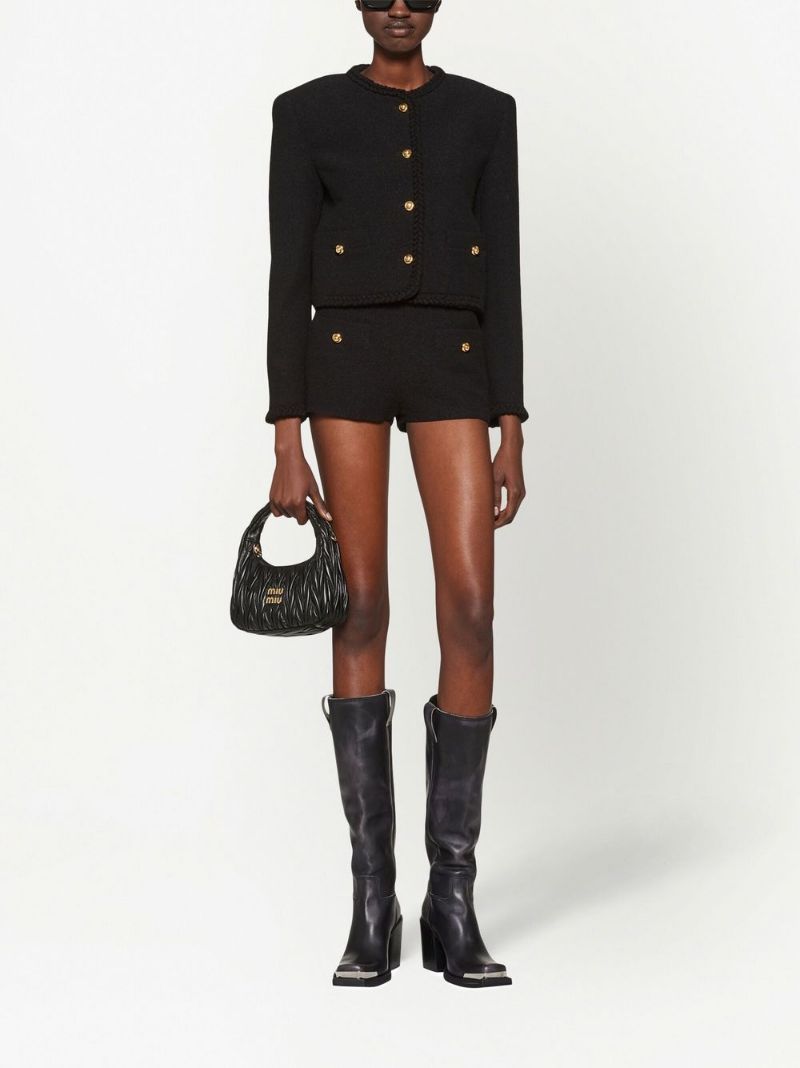 Miu Miu Bouclé Shorts In Black