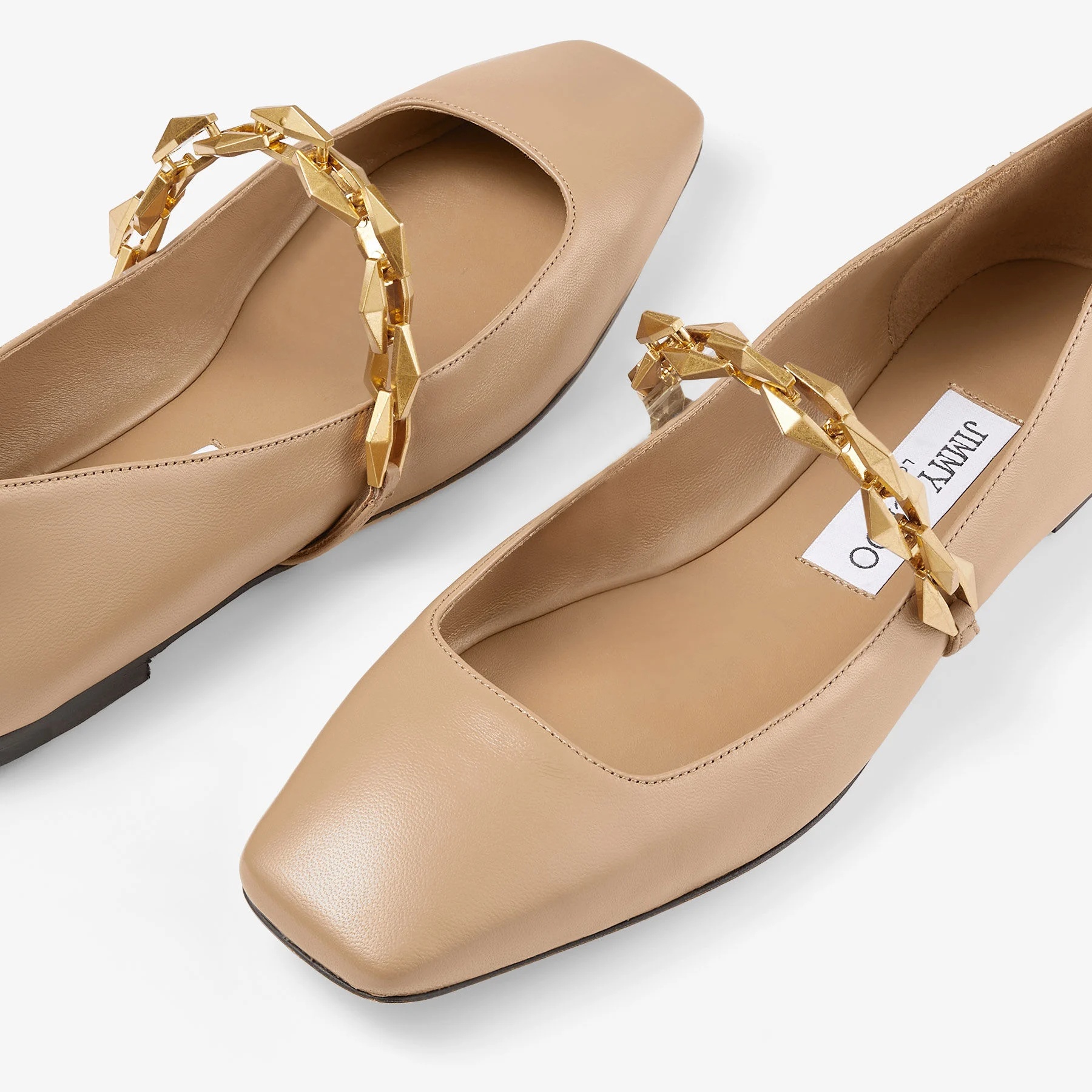 Jimmy Choo Beige Diamond Tilda Ballerina Flats In Nude