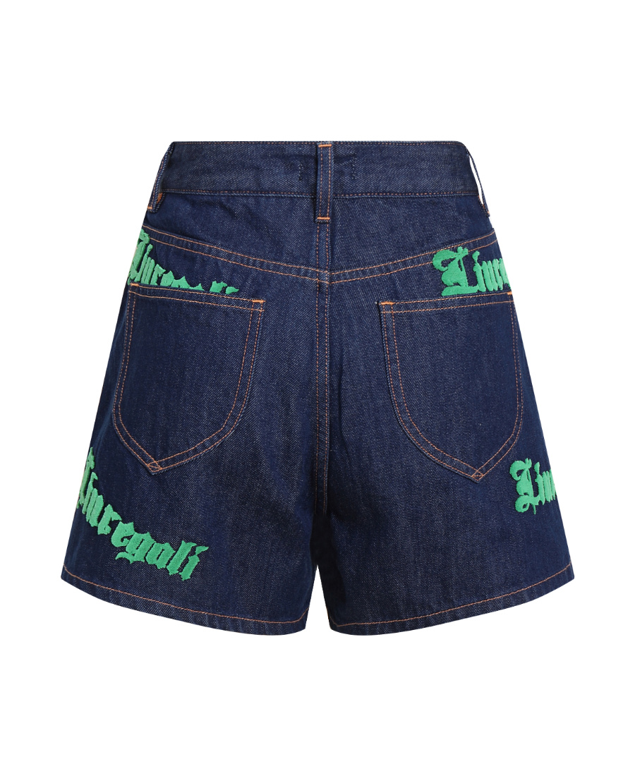 Liuregali High Waist Denim Shorts In Blue