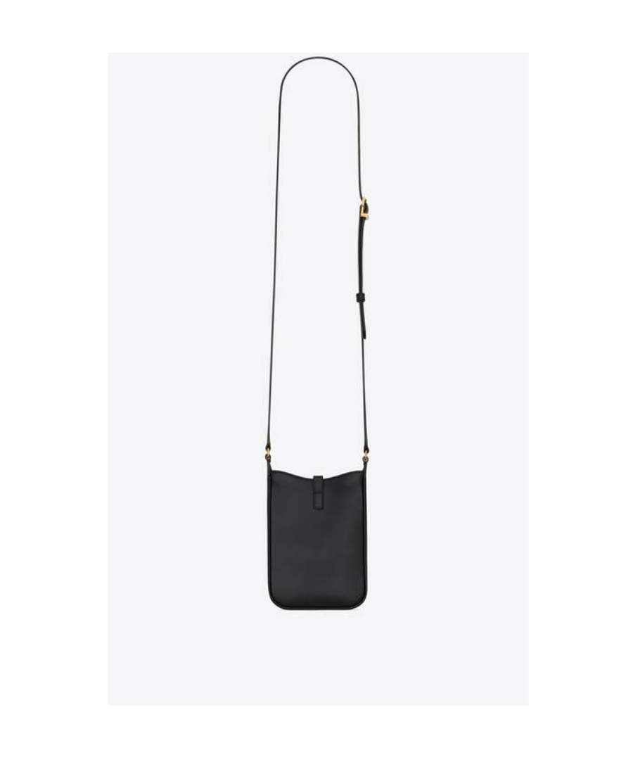 Saint Laurent Le 5 À 7 Mini Vertical In Shiny Leather In Black