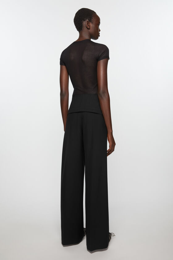 Acne Studios Folded Waist Straight-leg Trousers In Black
