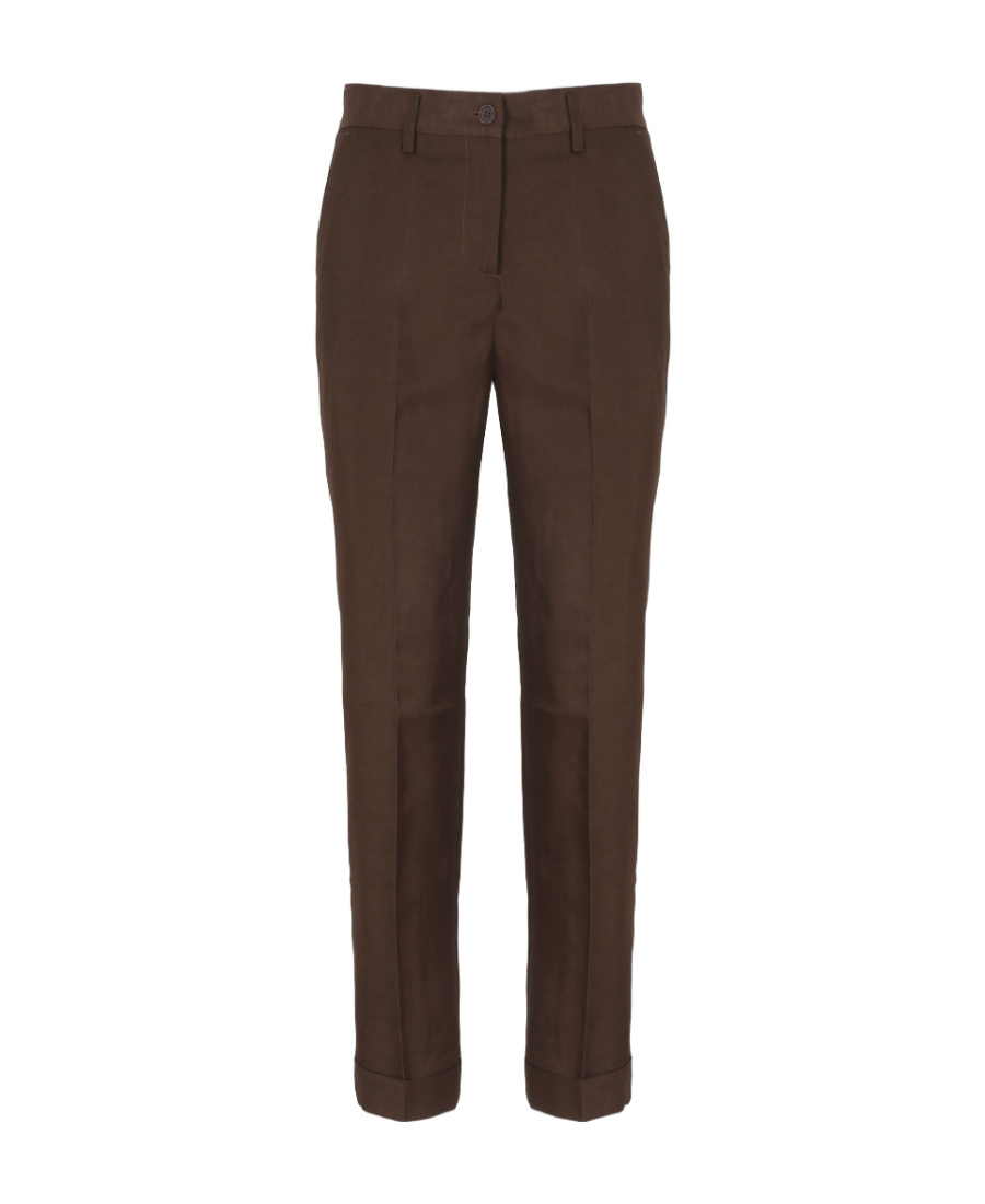 Shop P.a.r.o.s.h Linen Blended Trousers In Green