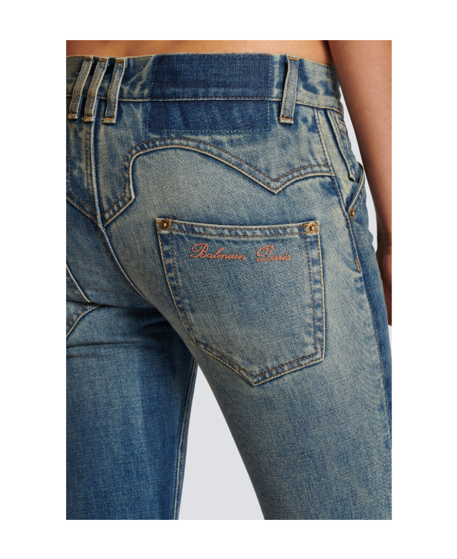Balmain Western Low-rise Bootcut Jeans In Blue
