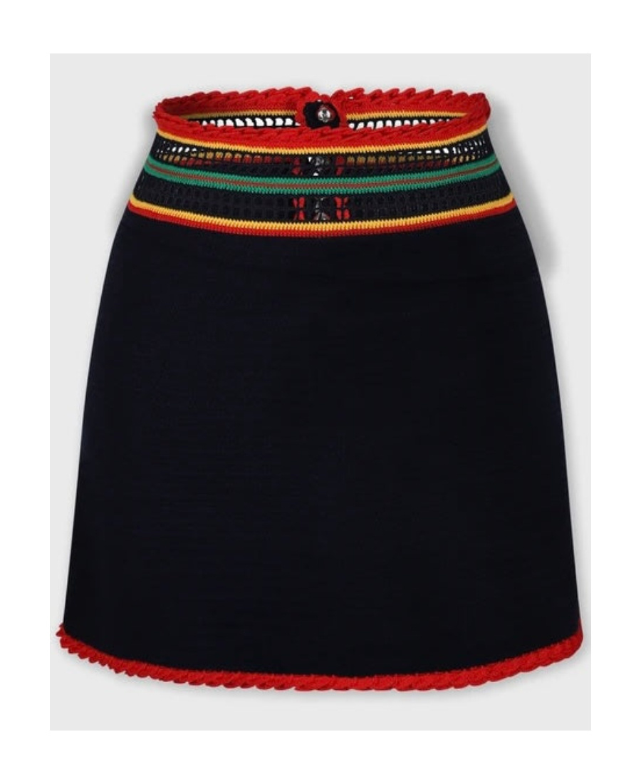 Rabanne Colour-block Macramé Miniskirt In Black