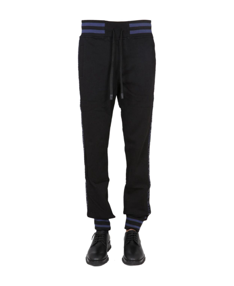 Versace Jeans Logo-stripe Track Pants In Black