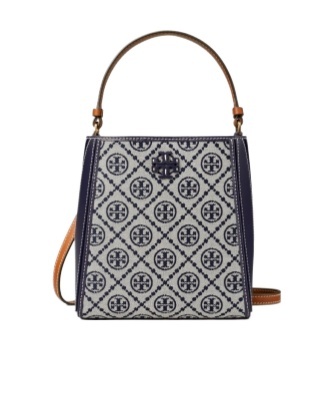 Tory Burch Mcgraw Logo Patch Bucket Bag In Gray