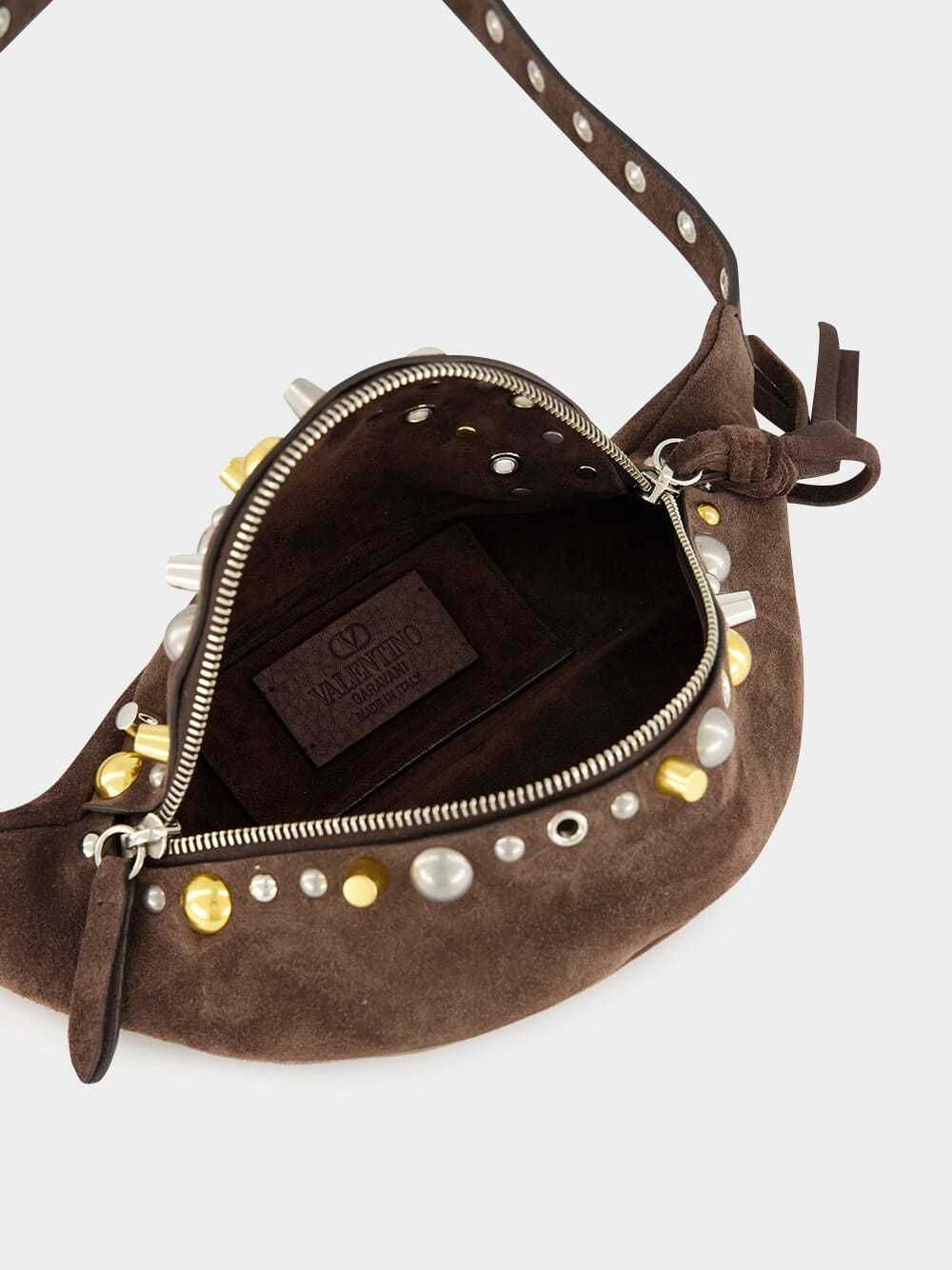 Valentino Nellcôte Suede Belt Bag In Brown