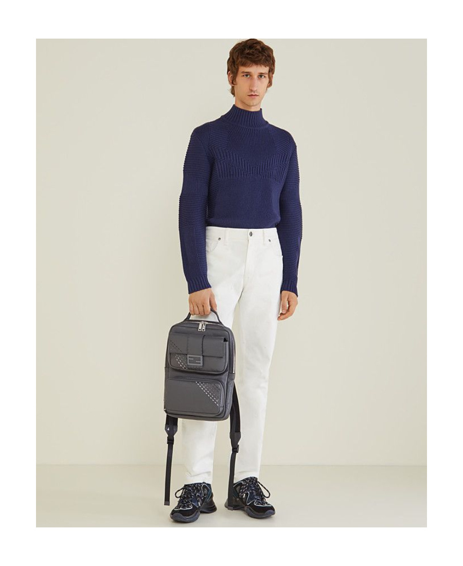 Shop Fendi Baguette Cut Out Backpack In Gray
