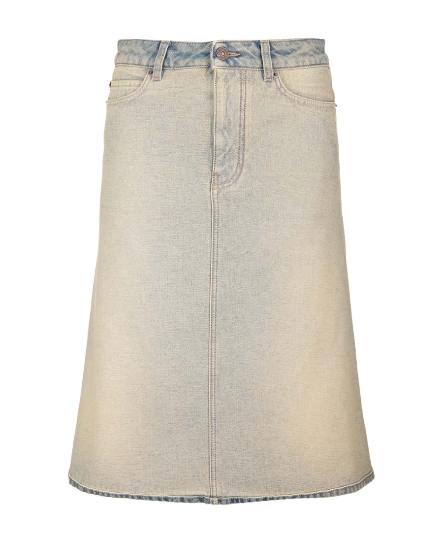 Shop Balenciaga Denim Short Skirt In Nude