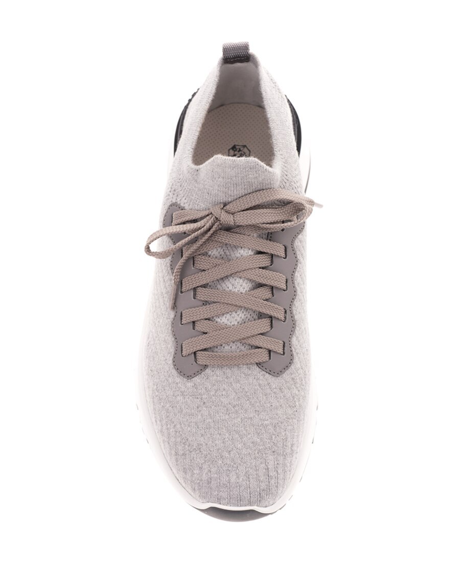 Brunello Cucinelli Knitted Low-top Sneakers In Gray