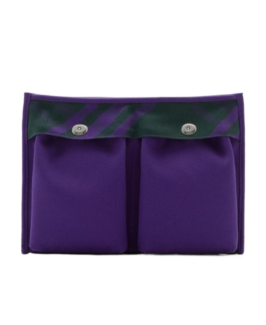 Burberry Canvas Shopping Clutch With Contrasting Trim In Purple