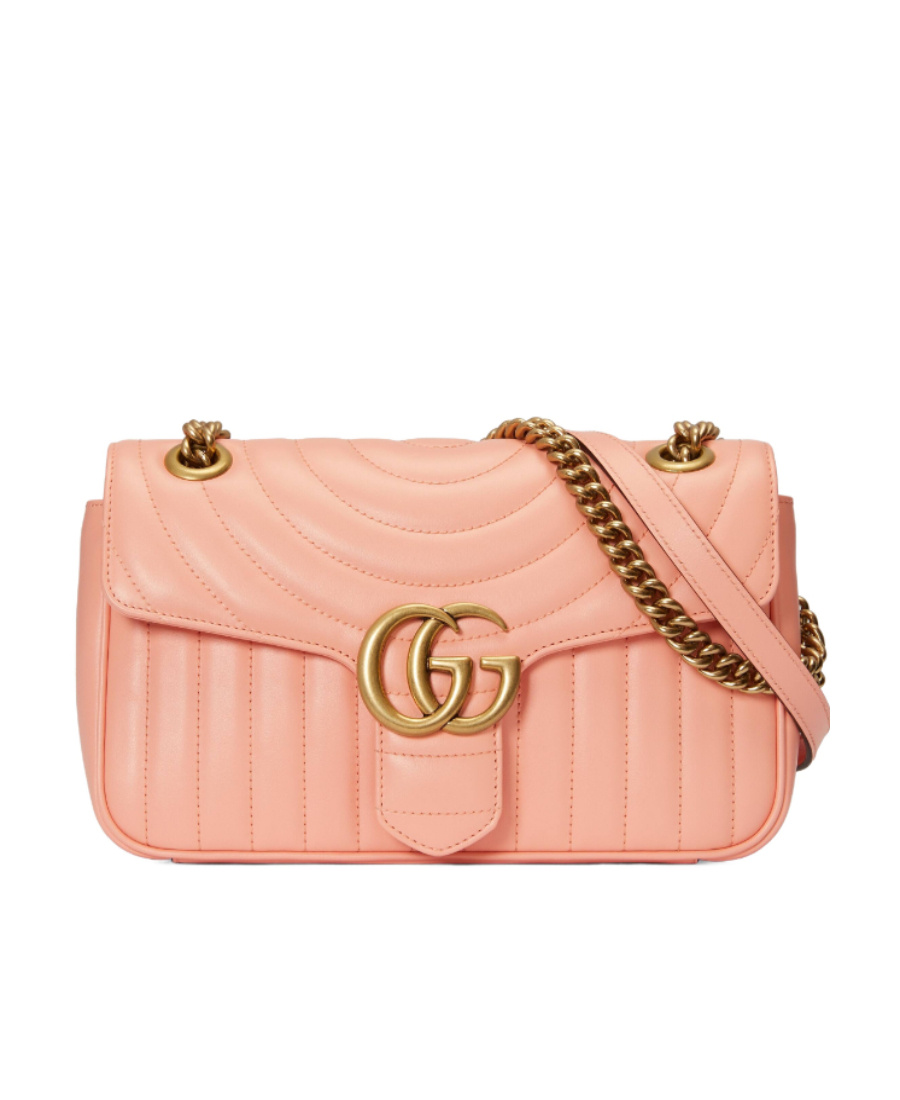 Gucci Pink Quilted Leather Shoulder Handbag For Women In Pink