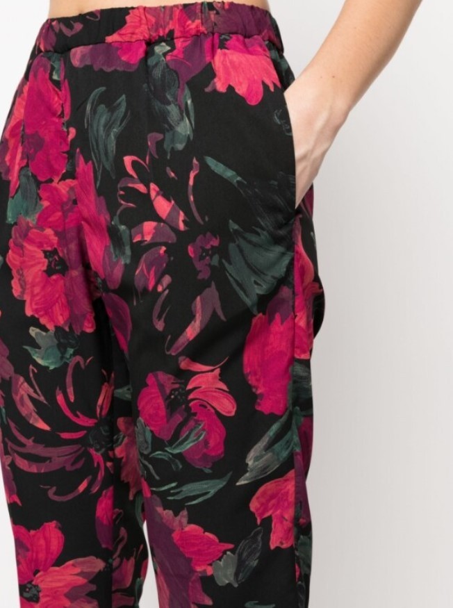 Dries Van Noten Floral Casual Pants In Black
