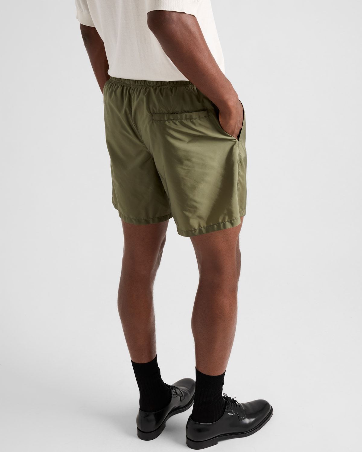 Prada Logo-plaque Re-nylon Swim Shorts In Green