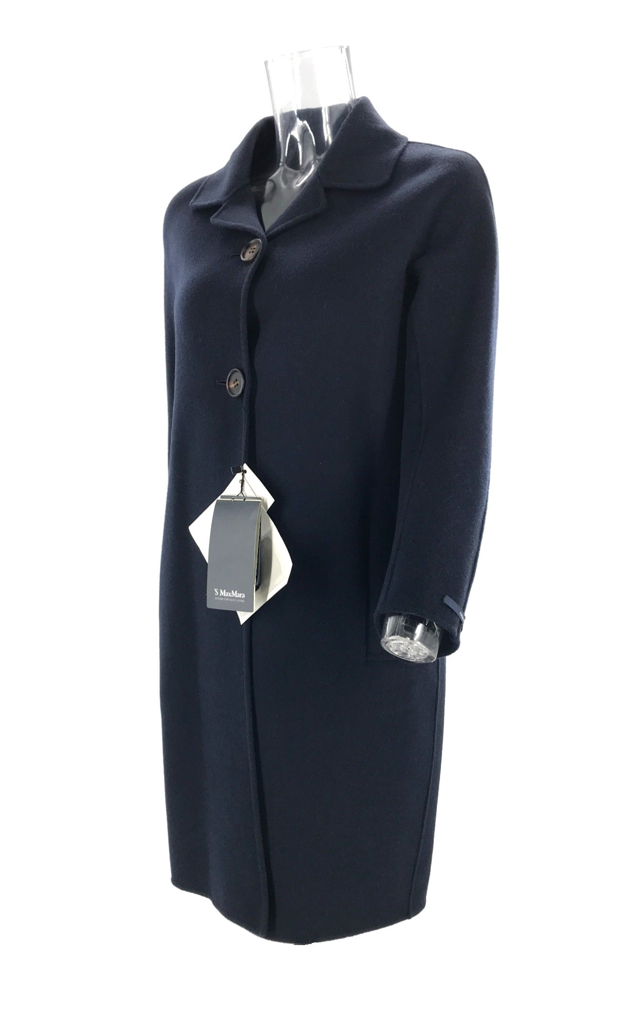 Max Mara Long-sleeved Lapel Coat In Black