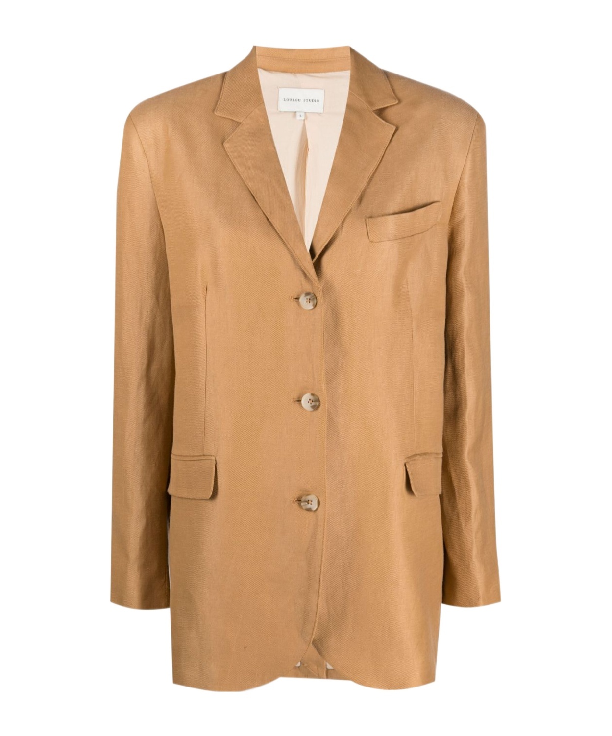 Shop Loulou Studio Long Sleeved Suit Jacket In Nude