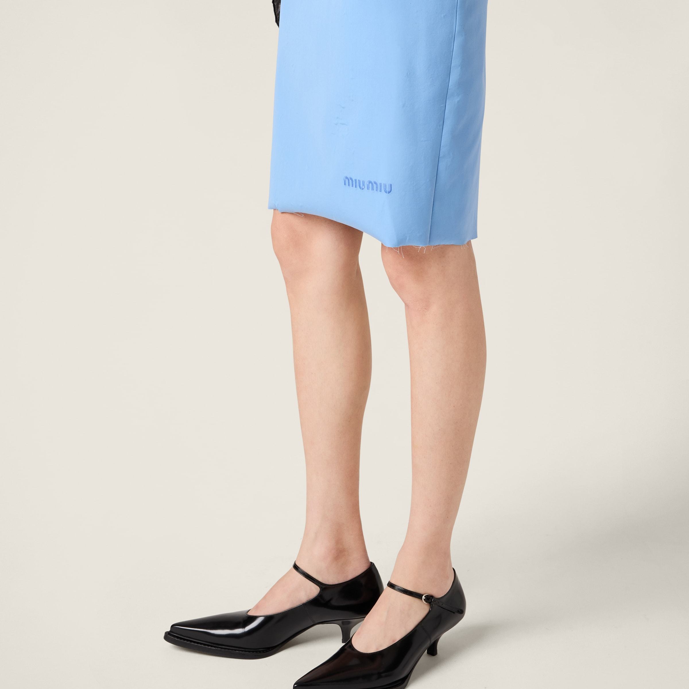 Shop Miu Miu Poplin And Jersey Dress In Blue
