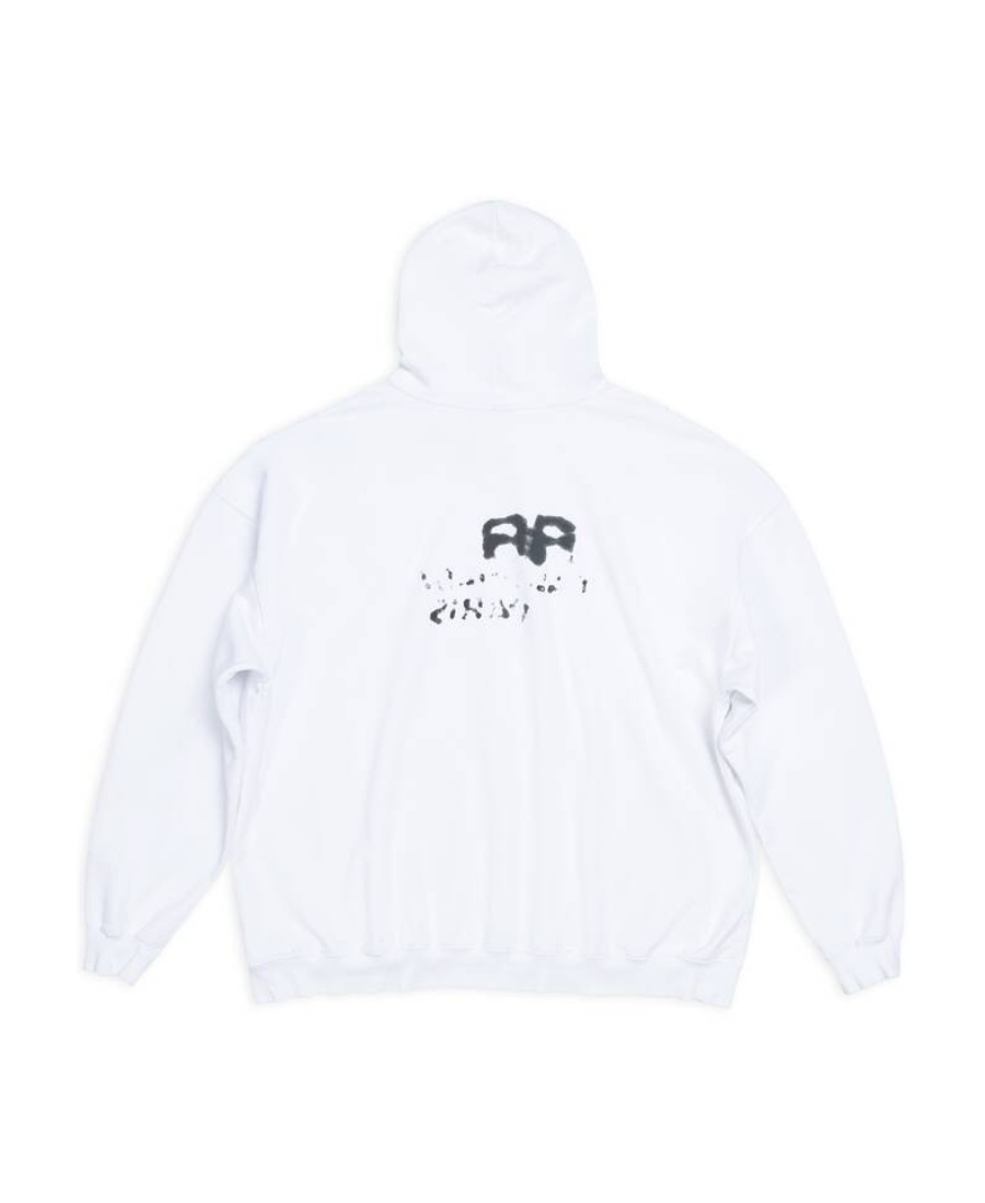 Balenciaga Logo-print Pullover Hoodie In White