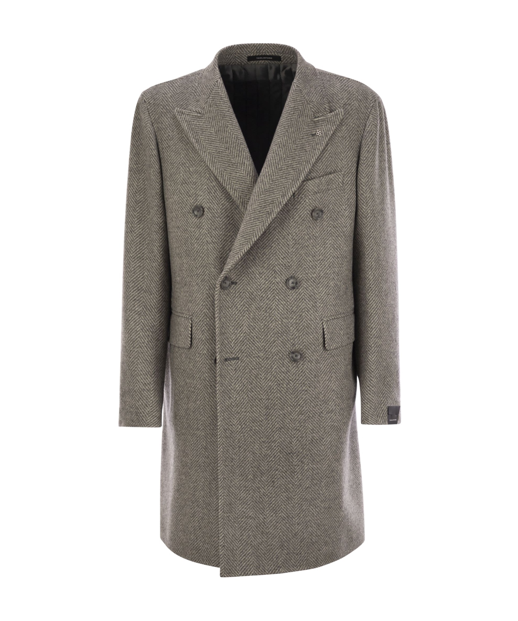 Shop Tagliatore Herringbone Coat In Gray