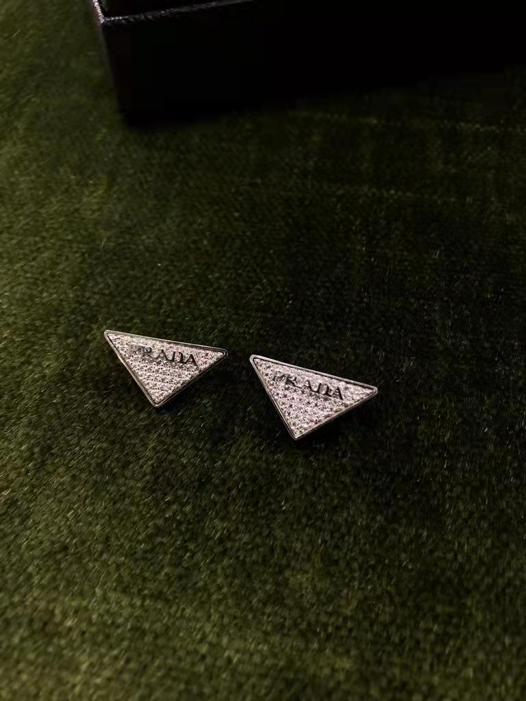 PRADA CRYSTAL LOGO JEWELS ZIRCONIA EARRINGS