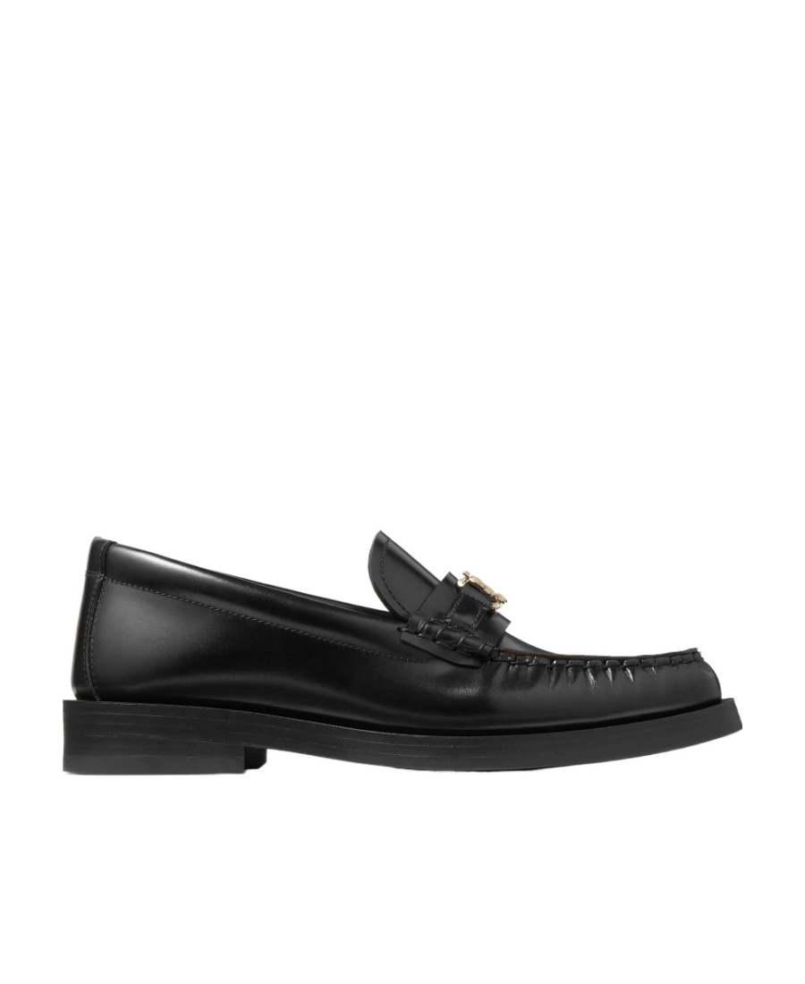 Jimmy Choo Addie Logo-plaque Leather Loafers In Black