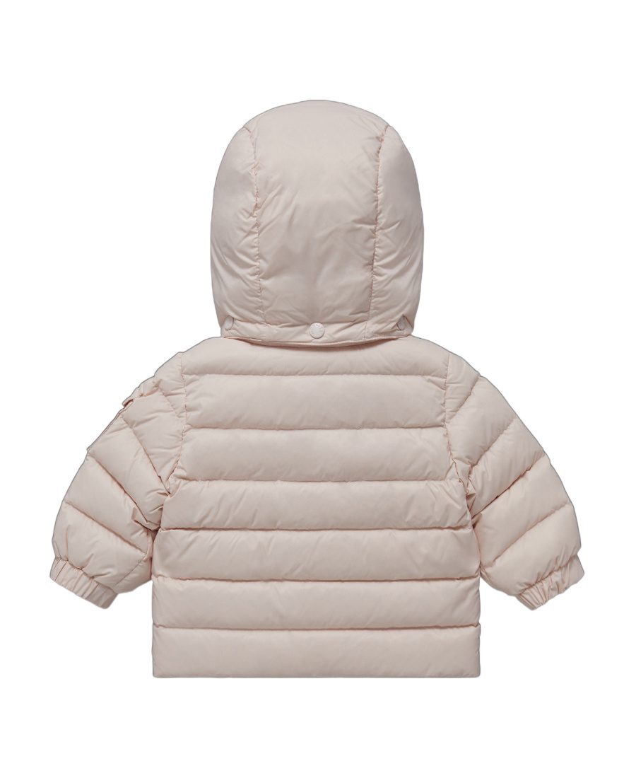 Moncler Logo-patch Hooded Padded Jacket In Pink