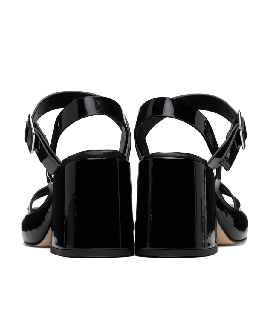 Shop Miista Square Head Open-ended High-heeled Sandals In Black