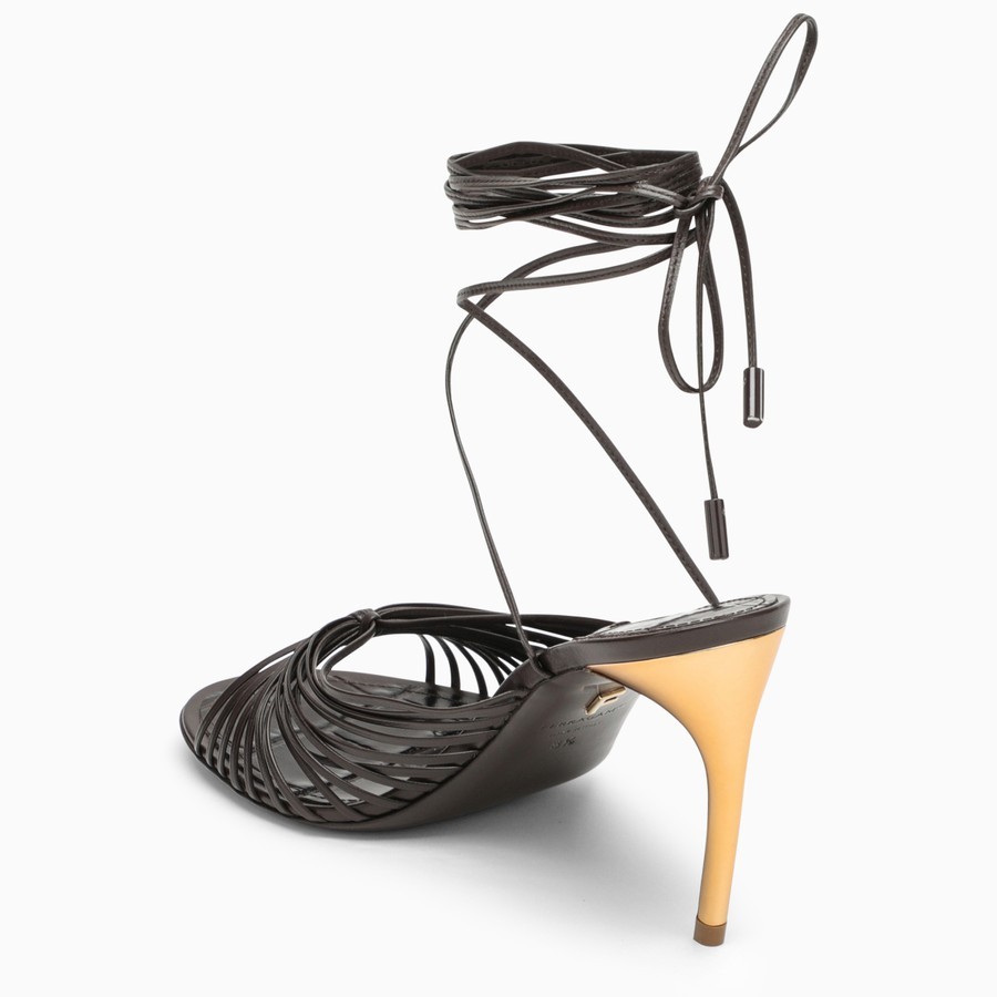 Ferragamo Curved Heel Sandals With Elevated In Black