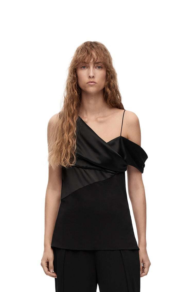 LOEWE DRAPED TOP IN SATIN AND CREPE JERSEY