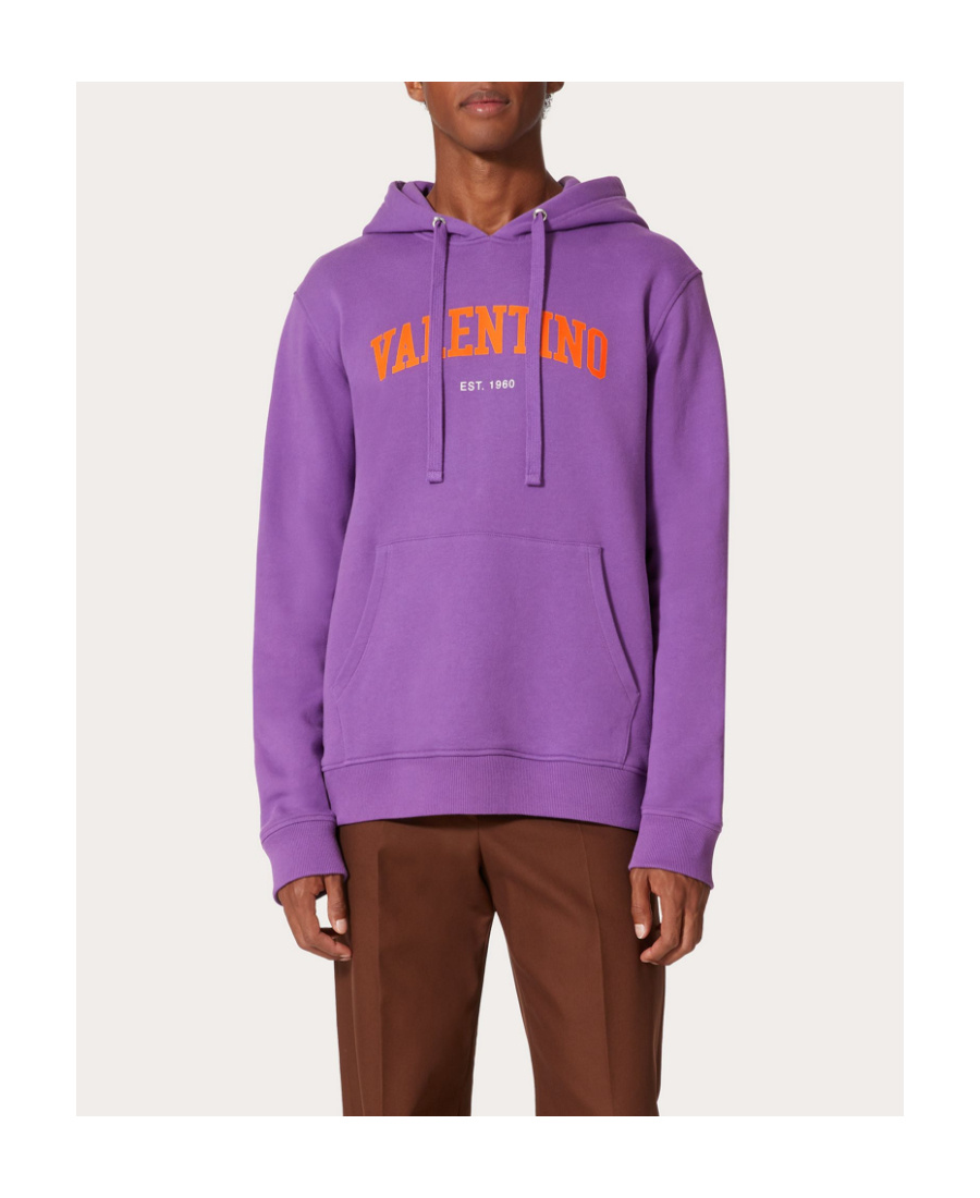 Valentino Logo-print Cotton Hoodie In Purple