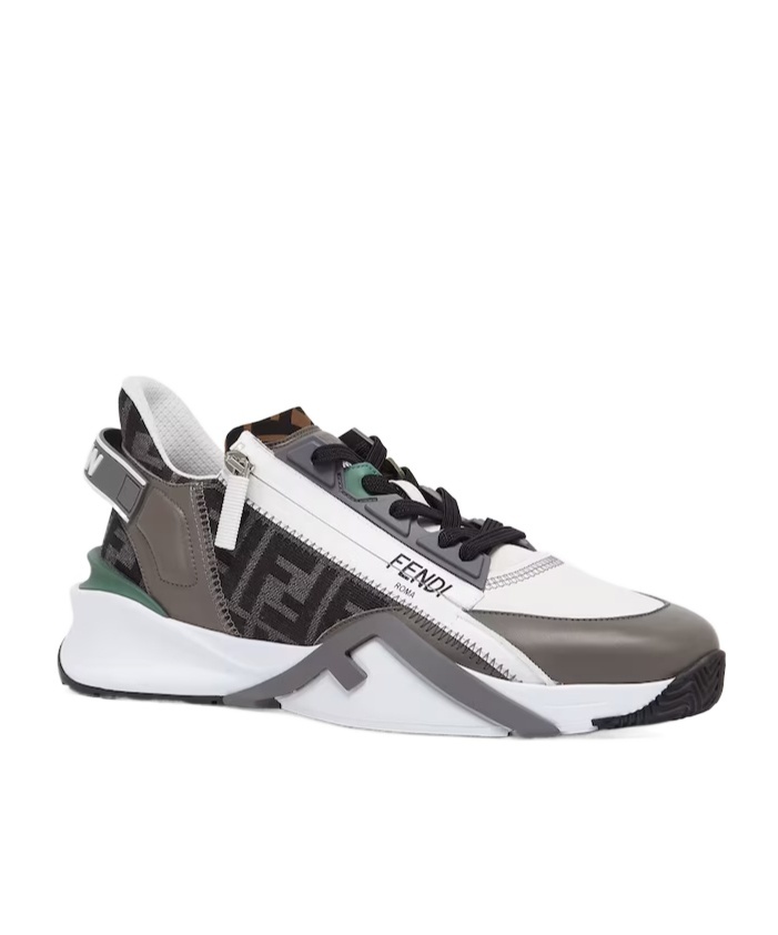 Fendi Black Ff Jacquard And Leather Running Sneakers In Black
