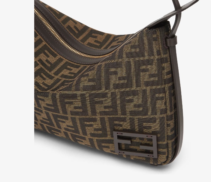Fendi Brown Ff Jacquard Fabric Bag In Black