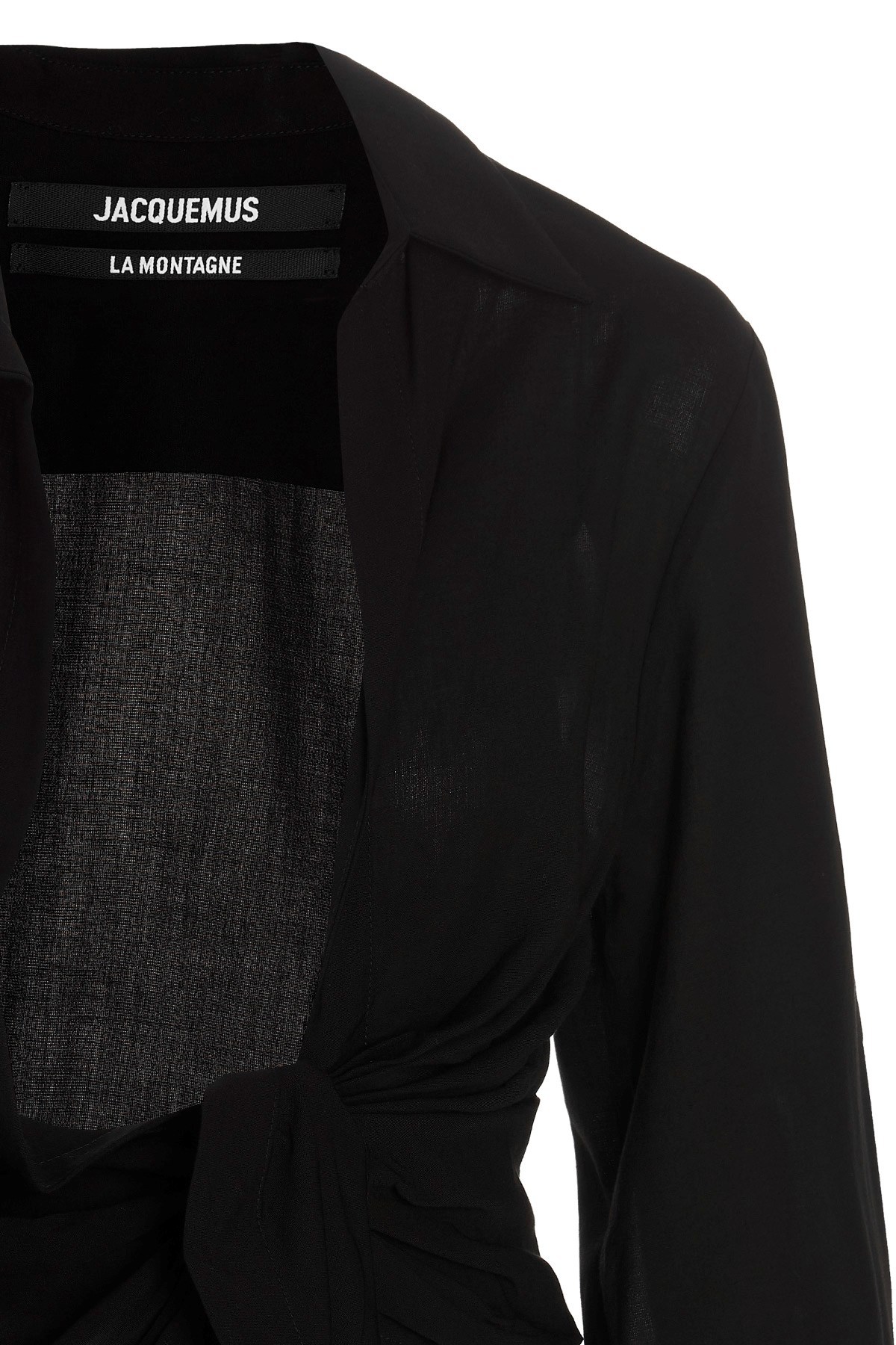 Jacquemus Les Sculptures Relaxed Bahia Shirt With Bow In Black