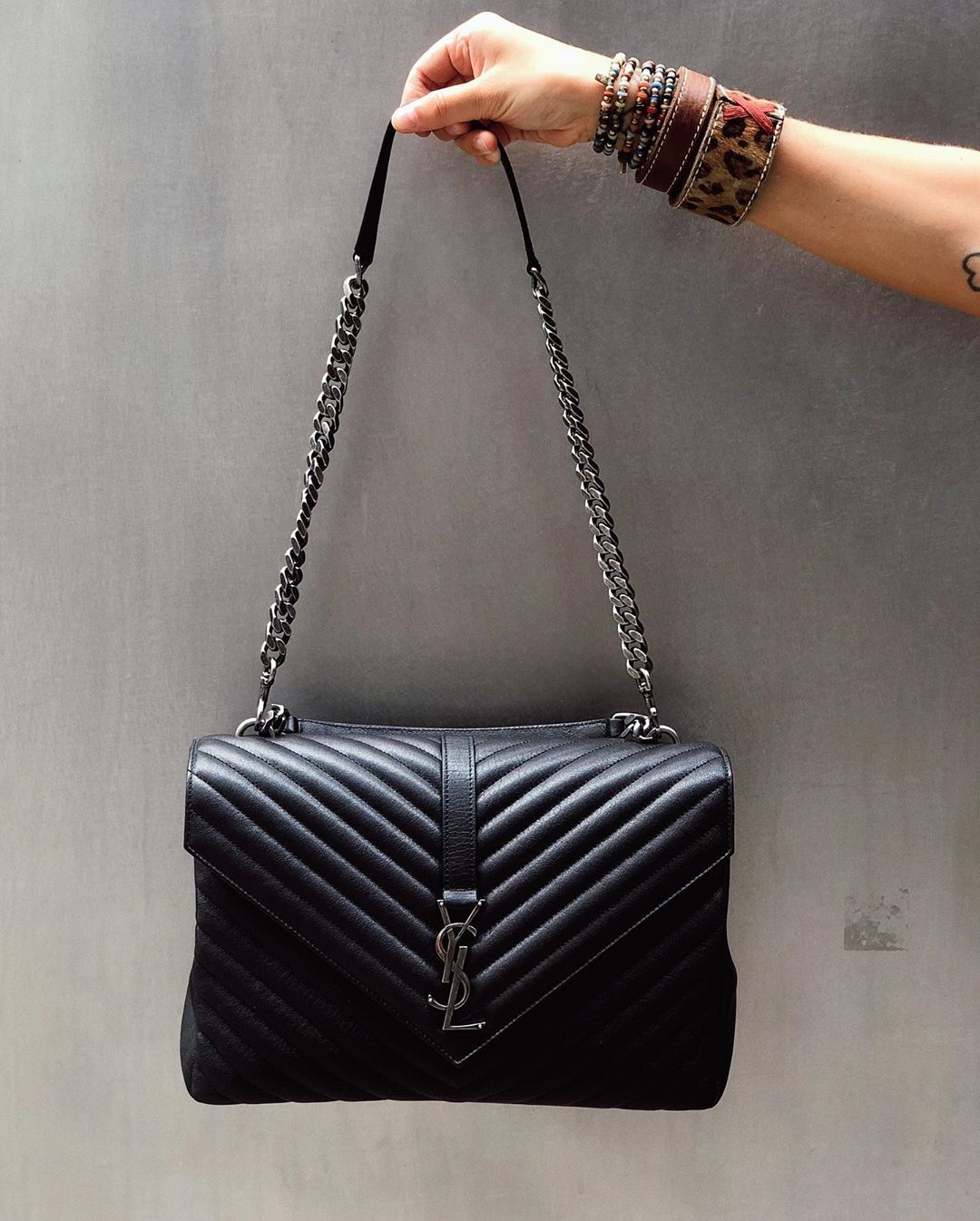 Saint Laurent Large College Tote In Black