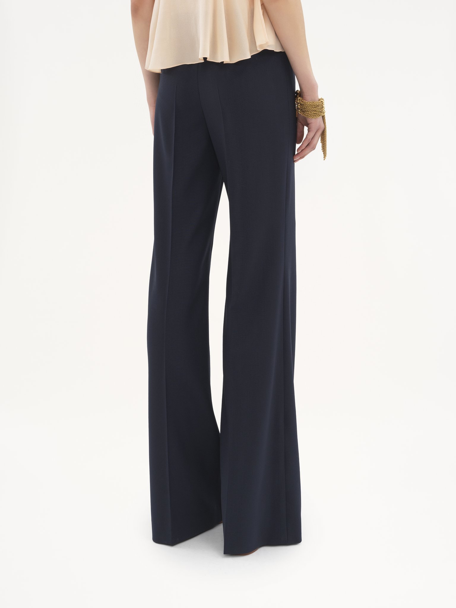 Chloé Belt Loop Wool Bell Bottoms In Black