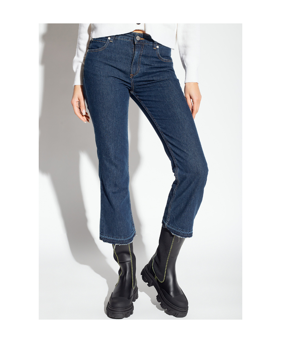 Shop Red Valentino Redvalentino Flared Cropped Jeans In Blue