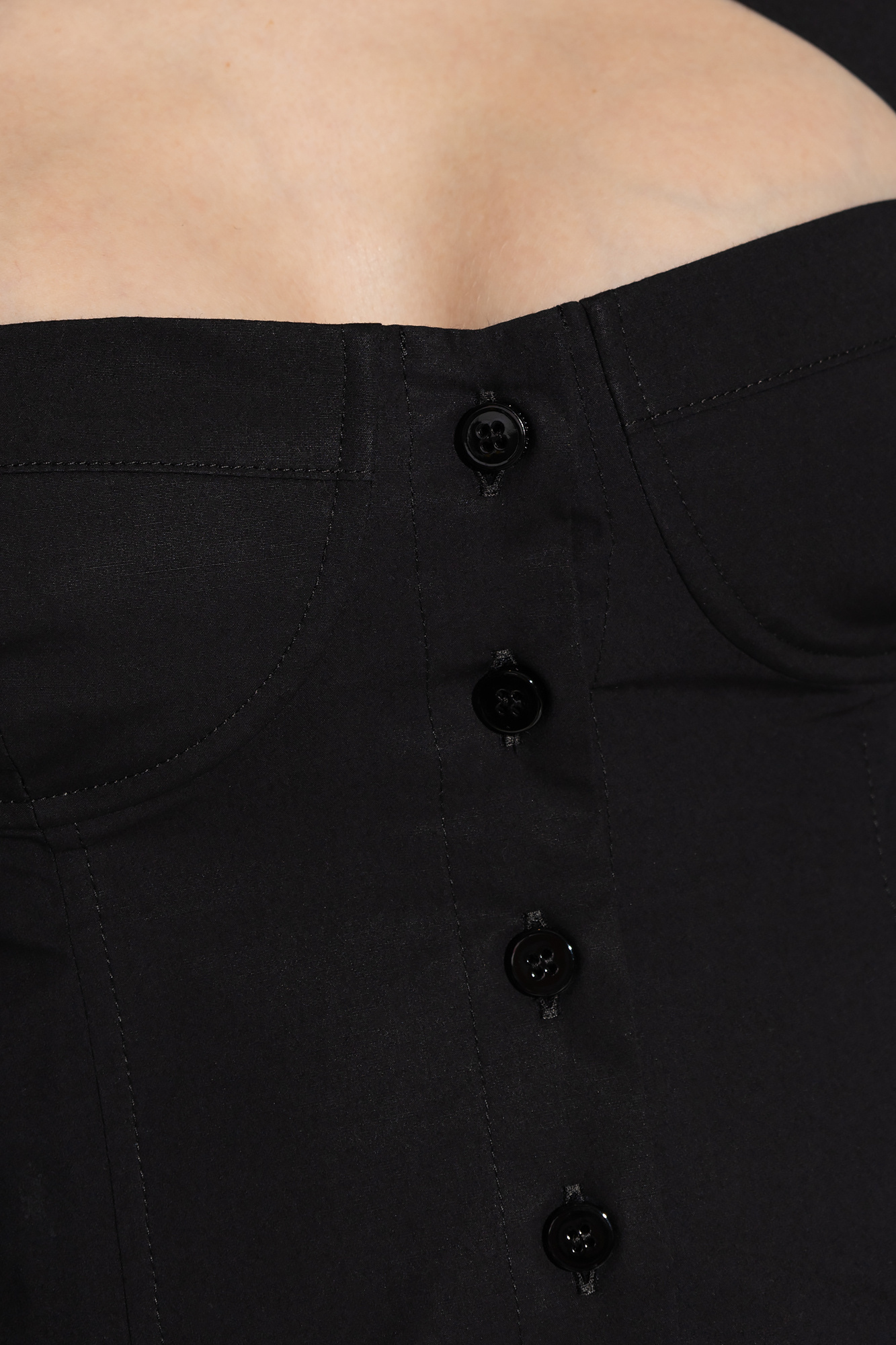 Attico The  Cut-out Corset-style Long Sleeved Shirt In Black