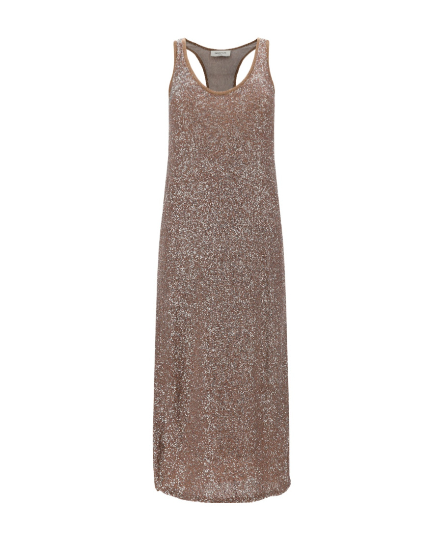 Fabiana Filippi Shimmer-finish Sleeveless Dress In Brown