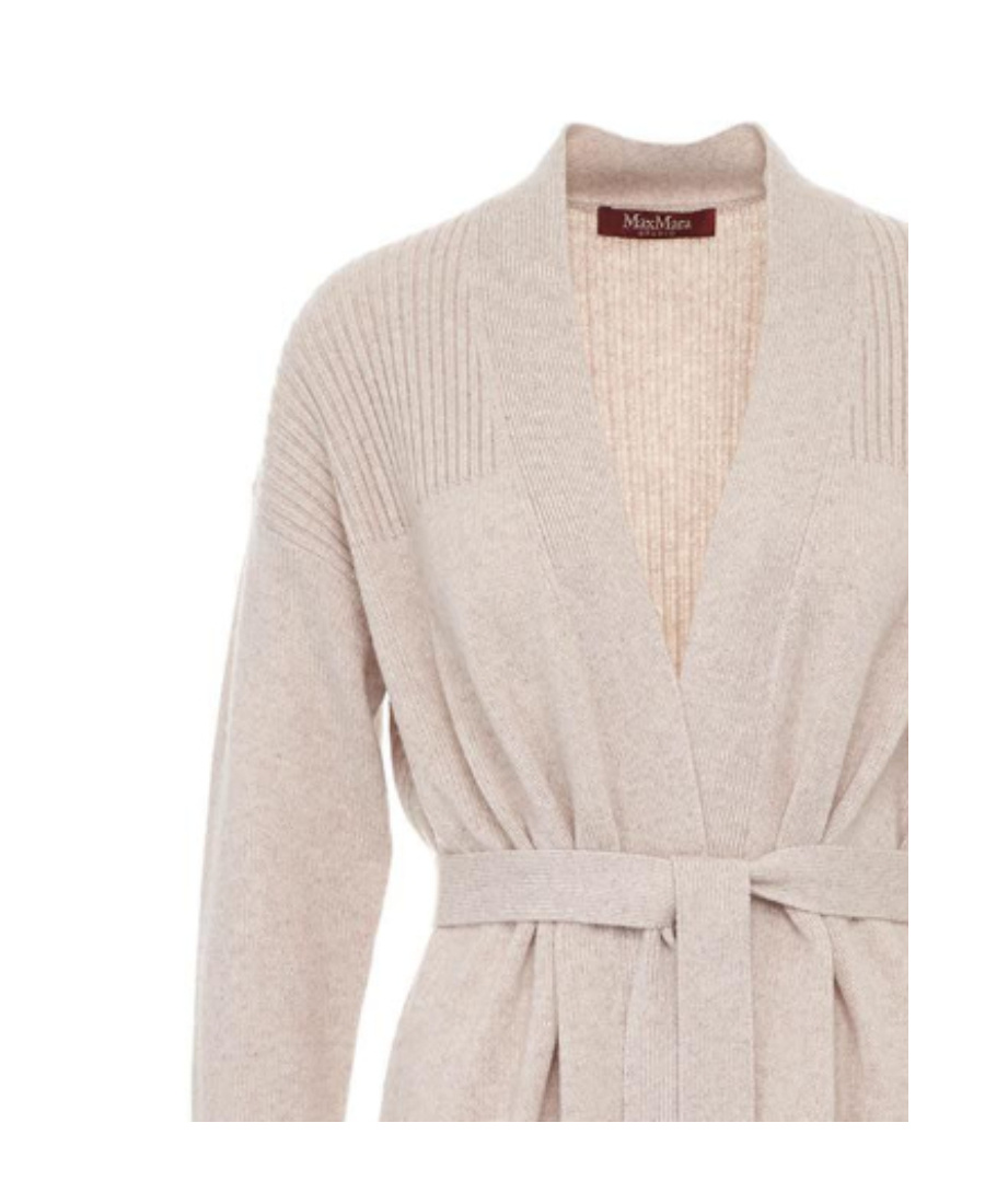 Max Mara Tie A Cardigan With Details In Nude
