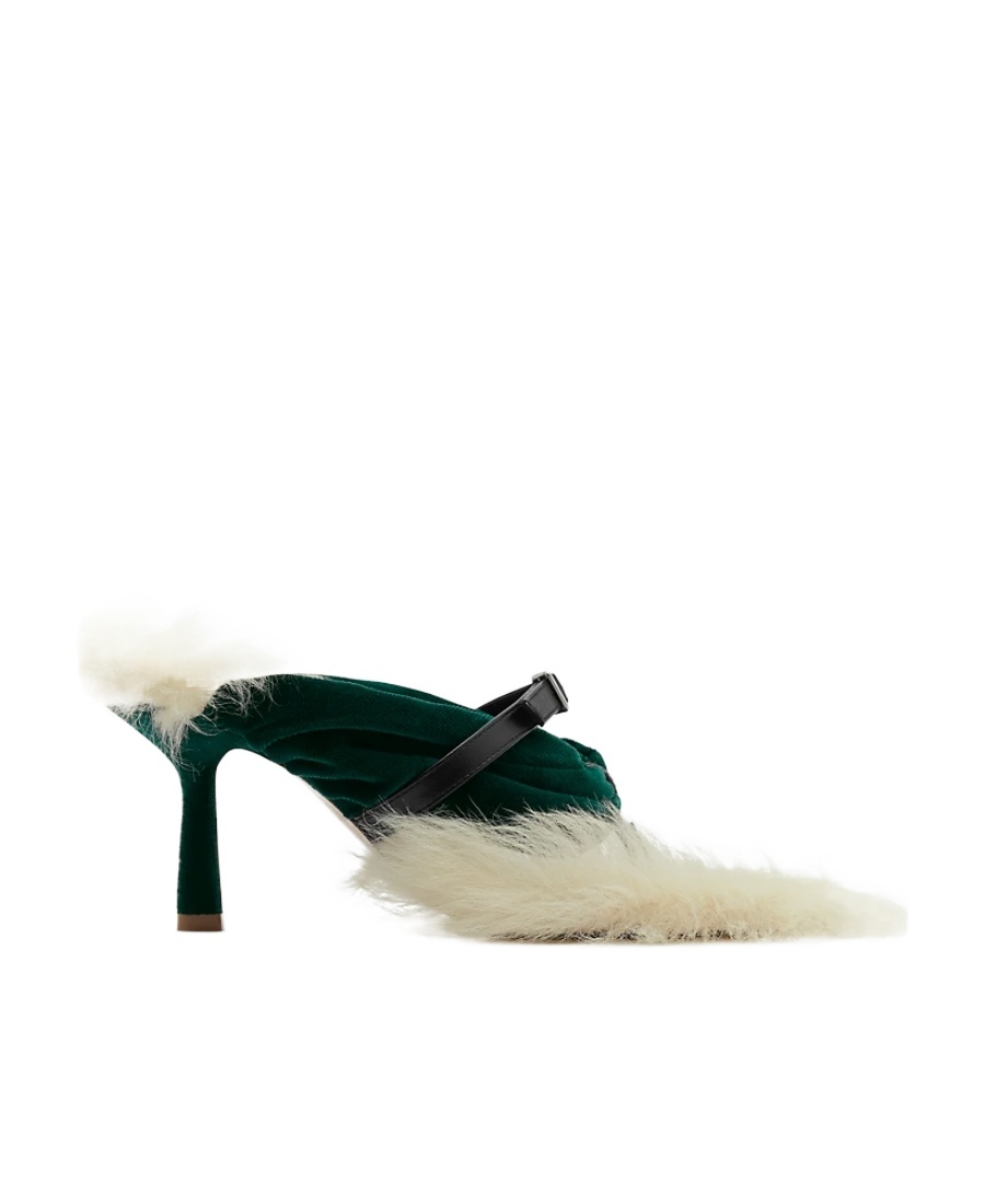 Burberry Shearling Step Post Heel In Green